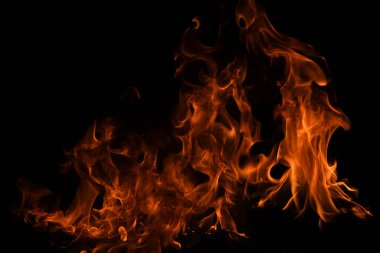 Ateş alevi. Siyah arkaplanda yanan ışıklar