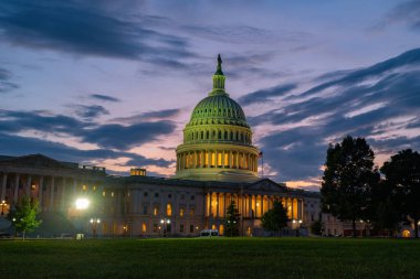 Demokrasinin Meclis sembolü. Bağımsızlık Günü. Birleşik Devletler Kongre Yönetimi. Kongre Washington, DC 'de. Amerikan demokrasisi. Capitol tarihi binası. Capitol ufuk çizgisinde