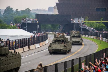 14 Haziran 2025, Washington - ABD Ordusu 250. yıldönümü. Amerikan Ordusu Kutlaması. Washington DC Askeri Yürüyüşü. Silahlı Kuvvetler Geçidi. Gaziler onurlandırıldı. Amerikan Askerleri. Askeri üniformalar.