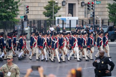 14 Haziran 2025, Washington - ABD Ordusu 250. yıldönümü. Amerikan Ordusu 'nun doğum günü. Ordu yıldönümü. Amerikan Askeri Yürüyüşü. Ordu Tarihi Kutlaması. Amerikan birlikleri geçit töreni. ABD Askeri Etkinliği. Üniformalı askerler