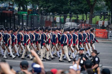 14 Haziran 2025, Washington - ABD Ordusu 250. yıldönümü. 250 yıllık Amerikan ordusu. Washington 'daki Amerikan askeri geçit töreni. Silahlı Kuvvetler Geçidi. Tarihi yıldönümü. Amerikan Askerleri. Askeri üniformalar.