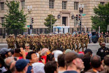 14 Haziran 2025, Washington - ABD Ordusu 250. yıldönümü. 250. ordu yıldönümü. Amerikan Askeri Yürüyüşü. Washington DC Askeri Yürüyüşü. Amerikan Silahlı Kuvvetleri. Ordu Tarihi Kutlaması. ABD Askeri Etkinliği