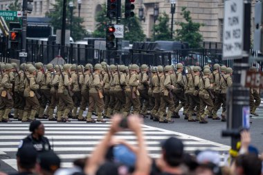 14 Haziran 2025, Washington - ABD Ordusu 250. yıldönümü. 250. ordu yıldönümü. Amerikan Askeri Yürüyüşü. Washington DC Askeri Yürüyüşü. Amerikan Silahlı Kuvvetleri. Ordu Tarihi Kutlaması. ABD Askeri Etkinliği