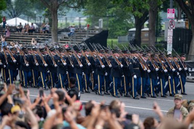 14 Haziran 2025, Washington - ABD Ordusu 250. yıldönümü. Birleşik Devletler Ordusu 250. Üst geçit gösterisi. Askeri güç. Tarihi Askeri Geçit Töreni. Vatansever Ruh. Ordu Kuvvetleri Görüntüleme