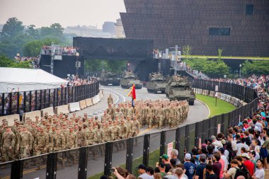 14 Haziran 2025, Washington - ABD Ordusu 250. yıldönümü. Birleşik Devletler Ordusu 250. Üst geçit gösterisi. Askeri güç. Tarihi Askeri Geçit Töreni. Vatansever Ruh. Ordu Kuvvetleri Görüntüleme