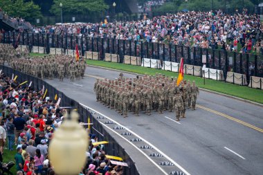 14 Haziran 2025, Washington - ABD Ordusu 250. yıldönümü. 250. ordu yıldönümü. Amerikan Askeri Yürüyüşü. Washington DC Askeri Yürüyüşü. Amerikan Silahlı Kuvvetleri. Ordu Tarihi Kutlaması. ABD Askeri Etkinliği