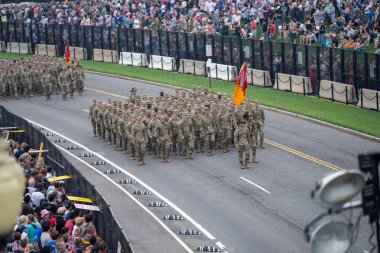 14 Haziran 2025, Washington - ABD Ordusu 250. yıldönümü. 250 yıllık Amerikan ordusu. Amerikan Ordusu Kutlaması. Washington DC Askeri Yürüyüşü. Silahlı Kuvvetler Geçidi. 250. ordu geçidi