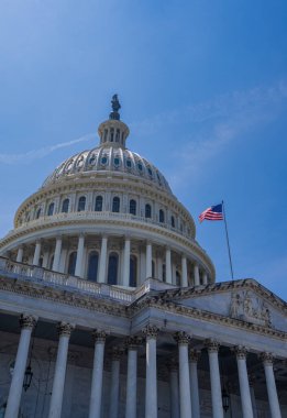 Başkent Washington, DC 'de. Birleşik Devletler Kongre Binası. Washington DC Senatosu ve House USA binası. ABD hükümeti Kolombiya Bölgesi 'nde