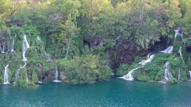 Şelaledeki suyun doğal gücü. Resimli bir şelale sahnesi. Bir şelalede barışın özü. Bir şelalenin rahatlatıcı enerjisi.
