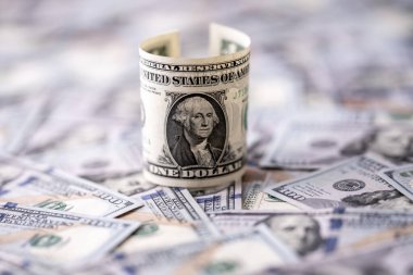 Money background with one-dollar and hundred-dollar bills. US currency and money concept. 1 USD and 100 USD notes. Finance and dollars concept. American dollars money pattern. Cash and dollars savings