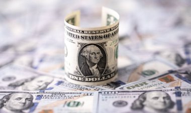 Money background with one-dollar and hundred-dollar bills. US currency and money concept. 1 USD and 100 USD notes. Finance and dollars concept. American dollars money pattern. Cash and dollars savings