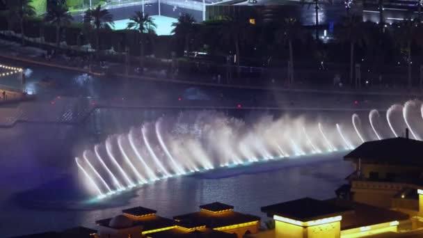 Дубай Оаэ Circa 2022 Широкий Снимок Фонтана Бурдж Халифа Дубае — стоковое видео