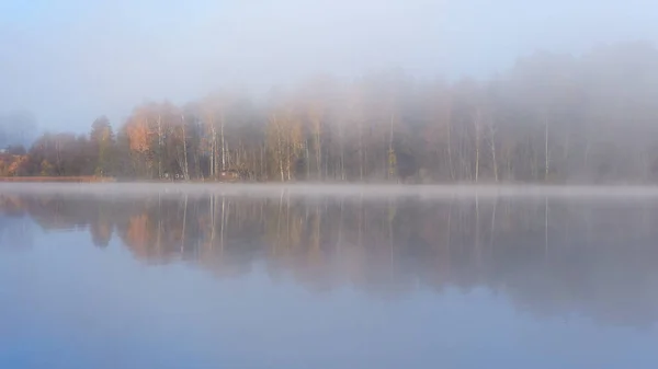 Fog Shores Finnish Tuusula Lake Morning Autumn Calm — Stock Photo, Image