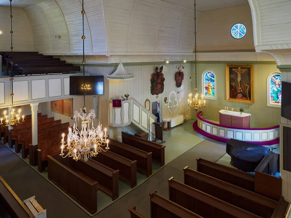 Régi Evangélikus Templom Épületének Belső Tere Finn Tuusula Város Régi — Stock Fotó