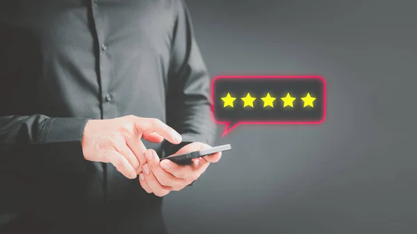 Customer can evaluate quality of service leading and ranking of business. Customer review, testimonial and satisfaction feedback survey. Client give rating to service experience on online application.