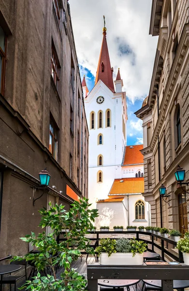 Alte Straße Die Einer Mittelalterlichen Kirche Oder Einem Tempel Einer — Stockfoto