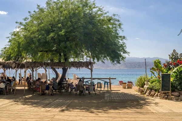 Eilat Israel Abril 2023 Manhã Popular Praia Pública Confortável Eilat — Fotografia de Stock