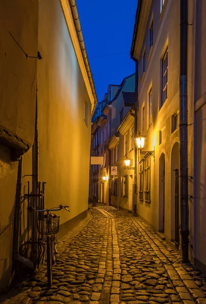 Narrow Medieval Street Night Old District European Town — Photo