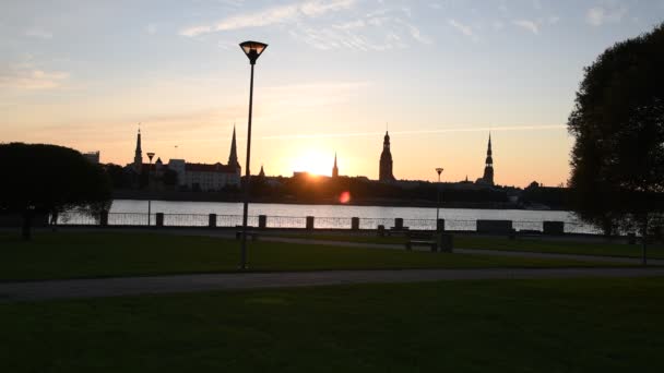 Sunrise Historical Center Riga Capital Latvia Largest City Baltic Region — Stock Video