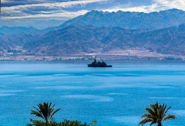 Stock image Navy ship patrolling the Red Sea, Middle East 