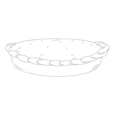 El yapımı turta. Fırın ürününün vektör illüstrasyonu. Menü, ambalaj ve etiket için siyah beyaz çizim