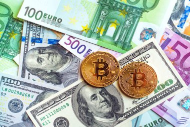 Dolar ve bikonun, dijital para biriminin ve internet üzerindeki finansal işlemlerin (rota, takas, ticaret, çember - kavram) artan rolünün soyut bir sembolü olması