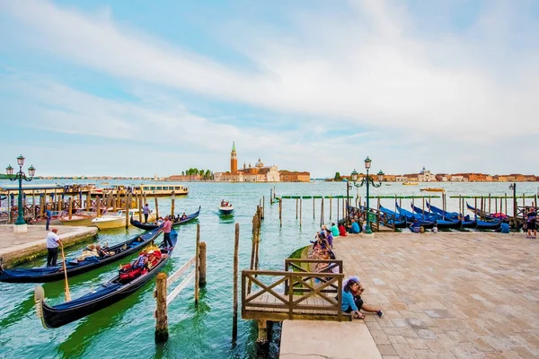 Venice Italy June 2017 Gondolas San Marco Canal Church San — Stock Photo, Image