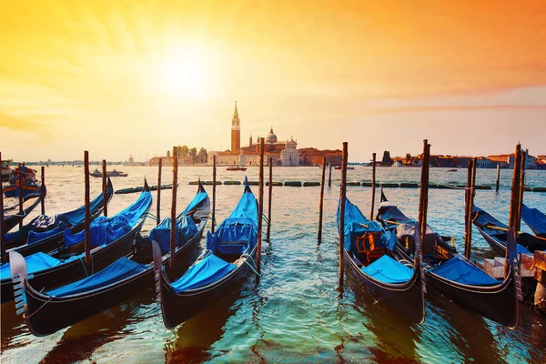 Magisches Stadtbild Mit Gondeln Auf Dem San Marco Kanal Hintergrund — Stockfoto