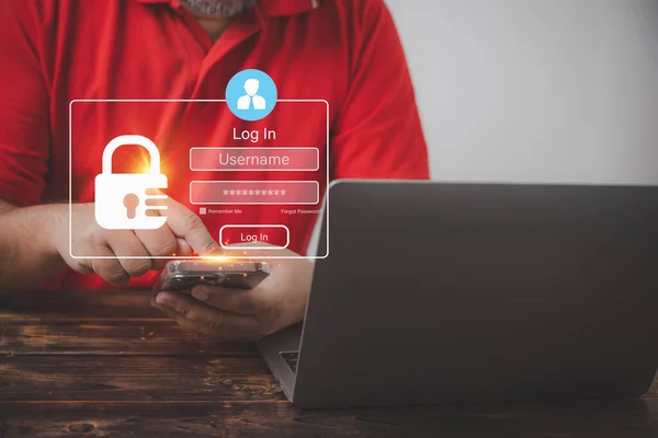 Log Dengan Password Untuk Melindungi Privasi Anda Teknologi Untuk Mencegah — Stok Foto