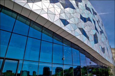 Toronto, Ontario / Canada - May 28, 2017: Modern design architecture of the glass window wall building in Toronto