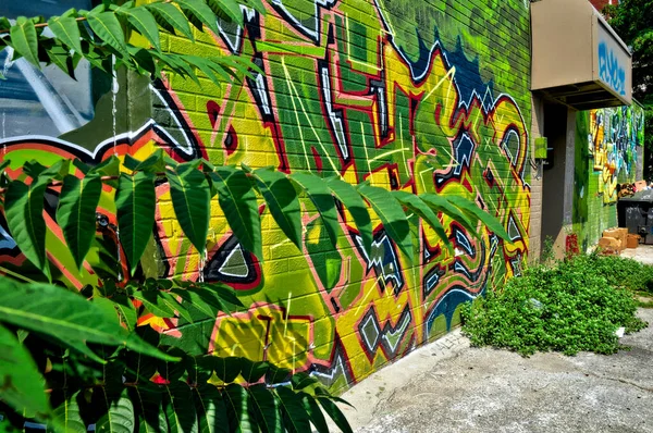 Arte Rua Fundo Pinturas Coloridas Abstratas Grafite Parede Concreto — Fotografia de Stock