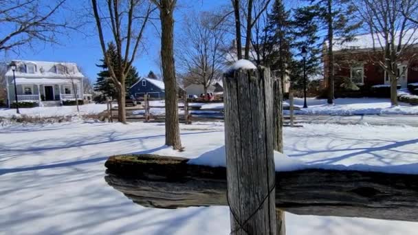 Idyllisch Landschap Het Pittoreske Historische Stadje Canada Een Koude Winterdag — Stockvideo