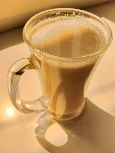 Mléčný Čaj Kravského Mléka Cukru Čajových Lístků Prášek Pro Víceúčelové — Stock fotografie