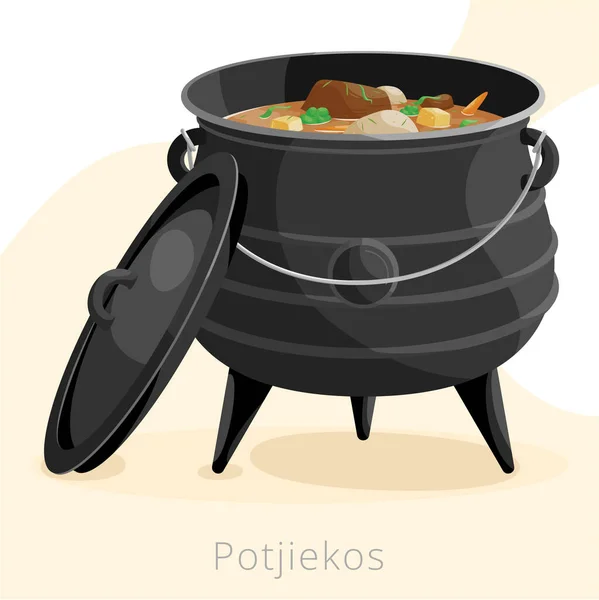 Illustratie Van Zuid Afrikaanse Keuken Potjiekos — Stockvector