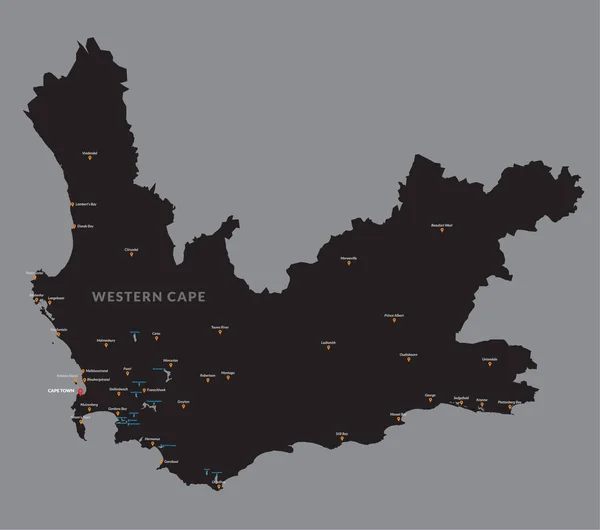 Mapa Detallado Western Cape — Vector de stock