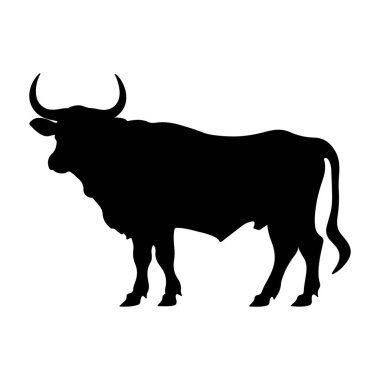 Beyaz vektör çizimine izole edilmiş boğa silueti