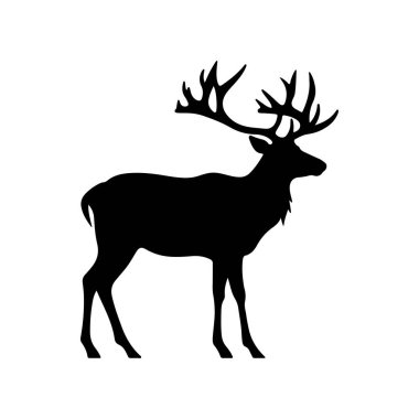 Ren geyiği silueti beyaz vektör çiziminde izole edildi