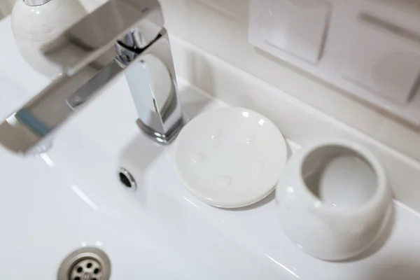 New White Sink Bright Bathroom — Stock Photo, Image