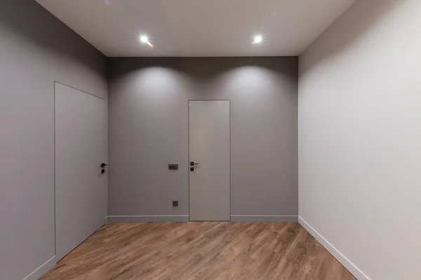 Modern Apartment Design Gray Walls Doors Floor — Stock Photo, Image