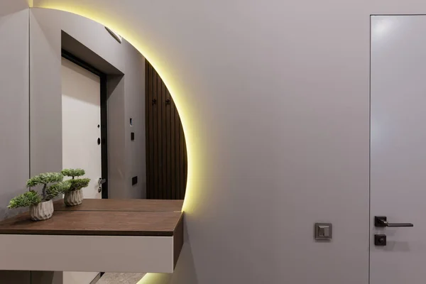 New Interior Design Corridor Mirror Lighting — Stock Photo, Image