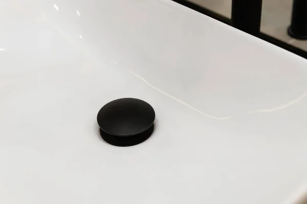 White Ceramic Sink Countertop Bathroom — Stock Photo, Image