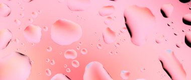 Water drops on glass, raindrops, texture, banner and background, pink and blue drops