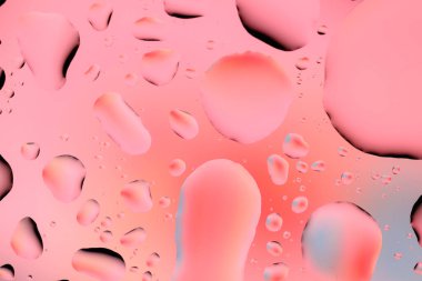 Water drops on glass, raindrops, texture, banner and background, pink and blue drops