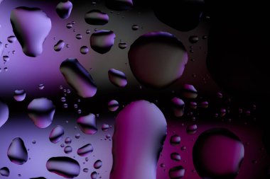 Water drops on glass, raindrops, texture, banner and background, purple drops