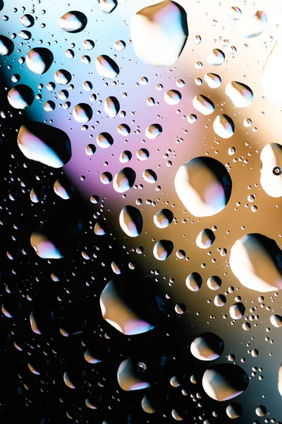 Water Drops Glass Raindrops Texture Banner Background Blue Pink Drops Rechtenvrije Stockafbeeldingen
