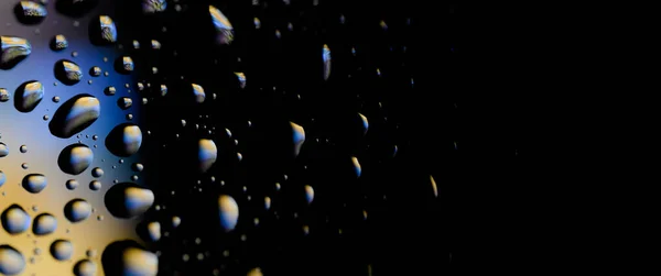 Water Drops Glass Raindrops Texture Banner Background Colored Drops Rechtenvrije Stockafbeeldingen