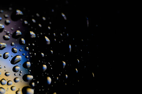 Water Drops Glass Raindrops Texture Banner Background Colored Drops Stockfoto