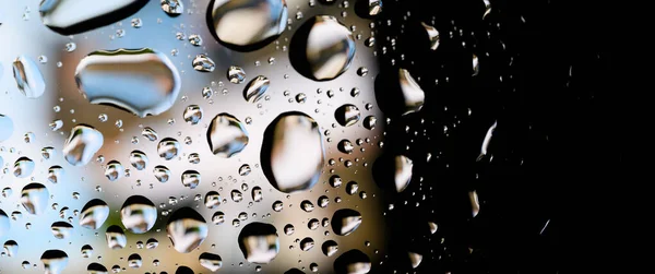 Water Drops Glass Raindrops Texture Banner Background Colored Drops Stockfoto