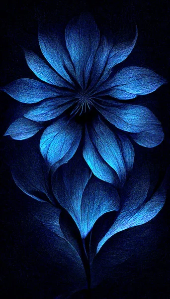 illustration of a blue glowing flower.