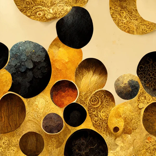 illustration of abstract gold and black background.